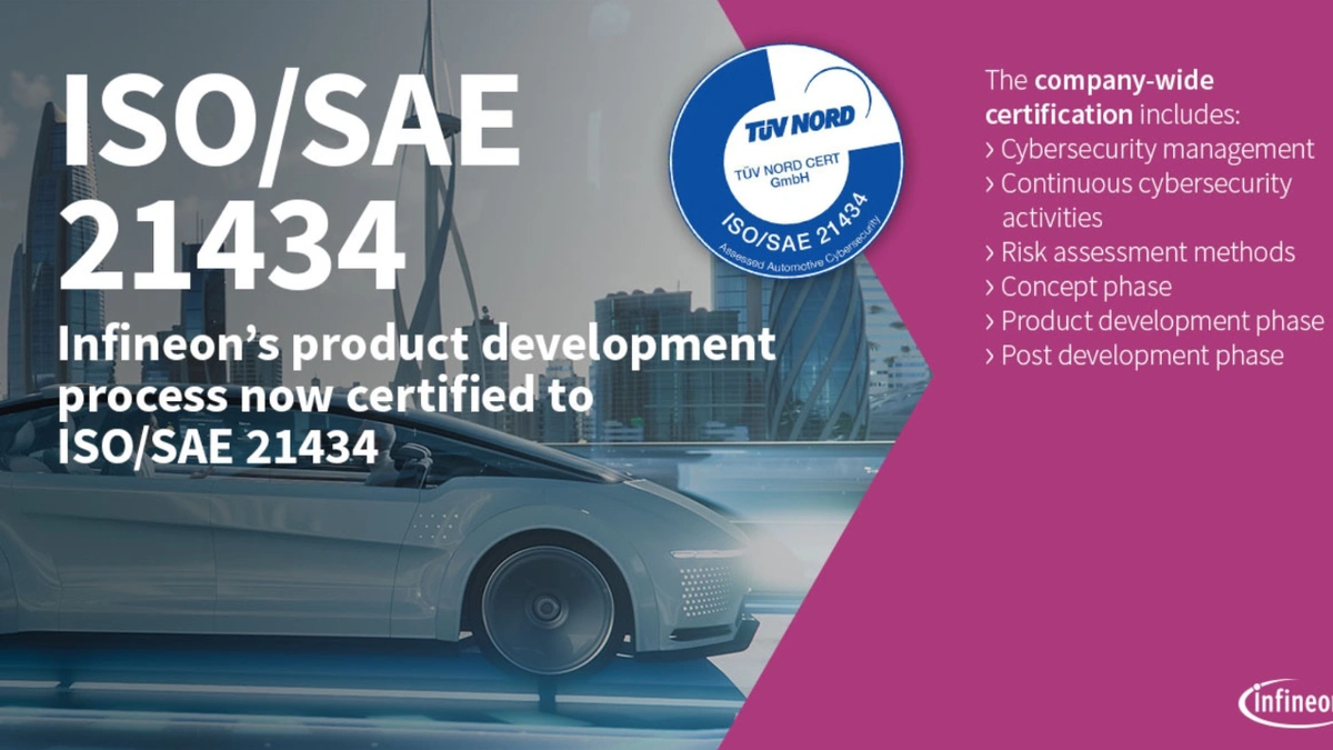 Infineon achieves ISO/SAE 21434 process certification - International ...