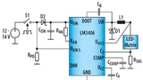 Bild 4. Beispielhafte Zweileitungs-Dimmungs-Applikation auf Basis des ICs LM3406.