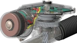 Die Studie EX1 erhält eine Single-Pinion-EPS-Servolenkung von Nexteer, die mit kontaktlosen Sensoren und einem bürstenlosen E-Motor arbeitet.