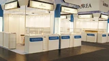 Leere Stände auf der Hannover Messe.