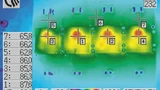 Thermogramm einer Platine unter 40 A Last (60 W) mit natürlicher Kühlung