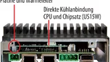 Der kompakte Hutschienen-PC H1-A integriert ein 70x70 mm² kleines Qseven-Modul, das zur Kühlung direkt mit dem Rechnergehäuse verbunden ist.