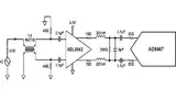 Bild 2: Empfohlene Beschaltung des Analogeingangs des A/D-Wandlers »AD9467«