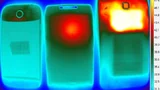 Temperaturbild von MSM8960 (links) im Vergleich zu OMAP 4 (Mitte) und Tegra-3 (rechts), jeweils nach 20 Minuten Ausführung des Benchmarks Dhrystone.
