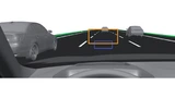 Bild 7. Vergleich von Bildlage und -größe zwischen aktuellen (blau) und möglich künftigen (gelb) Head-up-Displays.