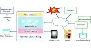 Bild 1: Ein netzwerkgestütztes Remote-Care-Patienten-Überwachungssystem