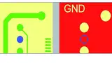 Bild 2: normales Pad (links) und Wärmefalle (Thermal-Pad) in einer Powerplane (rechts)