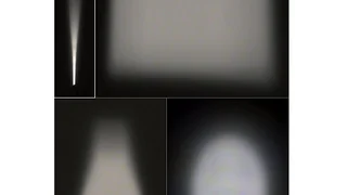 Beispiele für eine gleichmäßige Ausleuchtung nahezu beliebiger Flächen mit einer LED und einem Freiformspiegel.