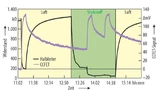 Halbleiter- und CCFET-Sensorsignal in trockener Luft und in reinem Stickstoff. 