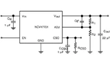 Bild 1. Implementierung des Spannungsreglers mit Strombegrenzung - NCV47701.