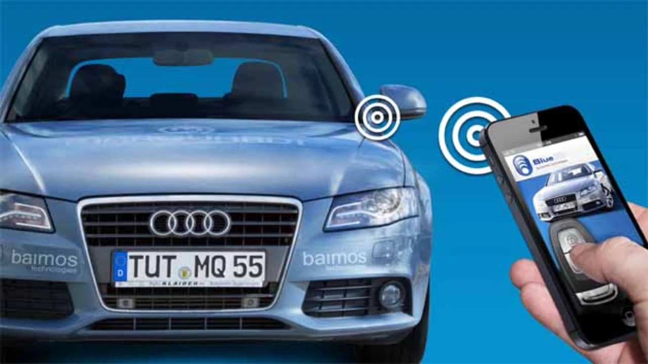 So sieht die App zum Öffnen und Inbetriebsetzen eines Kfz via Bluetooth und Smartphone aus.  So sieht die App zum Öffnen und Inbetriebsetzen eines Kfz via Bluetooth und Smartphone aus.