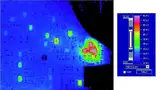 Bild 1: Mit Hilfe einer Wärmebildkamera wurden heiße oder beschädigte Bauteile auf der Leiterplatte im Design des Modells »2657A« identifiziert