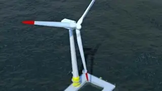 Simulationsmodell einer schwimmenden Offshore-Windenergieanlage.