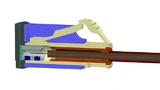Figure 2. Device connector and plug design with expanded beam coupling and decoupling of the optical axis alignment from harness and connector induced forces.
