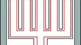 Bild 3: Universelle Anordnung der Leiterstrukturen in einer Wundauflage zur kombinierten Bestimmung von Temperatur, Feuchte und Dehnung - die grauen Balken symbolisieren Klebestreifen an den Rändern der Wundauflage