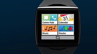Qualcomm Toq Smartwatch in schwarz, Nahaufnahme mit Apps