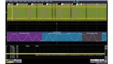 Ein USB-3.0-Datenstrom wird mit 20 GS/s erfasst und in der oberen Kurve dargestellt. Der Zoom darunter zeigt die physikalische Form des Signalteils, zusammen mit seiner Decodierung. Der Benutzer sieht die Signalform mit den echten Abtastpunkten und f
