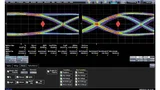 Links ist das Augendiagramm für Non Transition Bits und rechts für  Transition Bits dargestellt. Die Tabelle unter den Signalen zeigt USB-3.0-spezifische Messungen auf der physikalischen Schicht