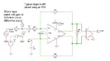 Bild 1: AC-gekoppelte Implementierung eines doppelt abgeschlossenen 50-Ω-Eingangs bei einer Verstärkung von 5 V/V (14 dB)