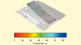Bild 4. Erster Eigen-Mode des piezoelektrischen Biegebalkens: Deformation im ersten Eigen-Mode bei 60 Hz, Ergebnis der Laser-Scanning-Vibrometrie. 