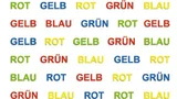 Bild 1. Stroop-Effekt: Das korrekte Benennen der Wortfarben erfordert eine hohe Konzentration, da hier ein bewusster Prozess (die Farbbenennung) konträr zu einem unterbewussten „automatischen“ Prozess (das Lesen) abläuft.