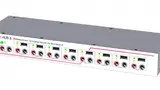 Bild 7. Dieser USB-Hub hat acht schaltbare USB-Ports und eine zusätzliche Spannungsversorgung. Für den Einbau in 19-Zoll-Racks ist eine entsprechende Frontplatte lieferbar. (Foto: MCD)