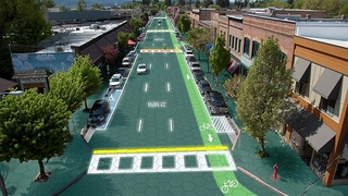 So könnte Sandpoint, Idaho, der Standort von Solar Roadways, mit Solarzellen gepflasterten Straßen aussehen.