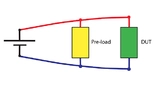 Fig. 4. The pre-load should draw a current at least up to 75 % of the DUT, to significantly improve the output voltage over- & undershoots.