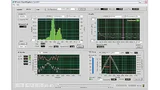 ST-200-Screenshot im FMCW-Modus mit angeschlossenem K-MC1-Radar-Transceiver [2]. Aus dem Frequenzspektrum oben links lässt sich ein Objekt im Abstand 4,4 m identifizieren. Unten rechts ist die Spannung am VCO und die daraus resultierende Radarfrequen