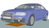 Simulationsmodell des Autos inkl. Spulensystems in der Feldsimulations-Software Empire