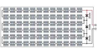 Bild 2. Drei Bypass-Dioden übernehmen in einem Solar-Panel mit 72 Zellen die Schutzfunktion.