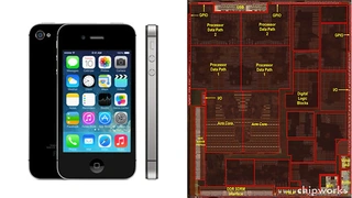 Apple iPhone 4S und Die-Bild des Mikroprozessors Apple A5