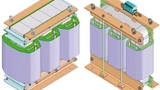 Bild 1: Drehstromtransformator mit Standardkern (links) und mit amorphem Kern (rechts) 