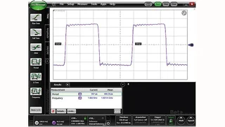 Verschiedene Signale im Zeitbereich und ihre Entsprechung im Frequenzbereich. 1-GHz-Rechteck
