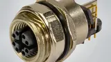M12-Steckverbinder mit 90° abgewinkelten Anschlusspins für die Durchsteckmontage