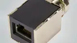M12-Steckverbinder mit Übergangsstück zur RJ45-Steckbuchse