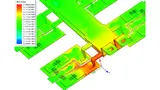 Stromdichte in einem IGBT-Package, anhand von Farbschattierungen dargestellt.