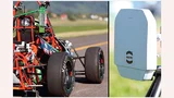 Test von Transpondern bei hoher Geschwindigkeit – hier bei einem Rennauto, das mit 200 km/h am Transponder vorbeifährt
