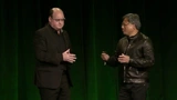 Audis Elektronik-Entwicklungschef Ricky Hudi (links) präsentierte auf der CES 2015 zusammen mit NVIDIA-CEO Huang den Tegra-X1.