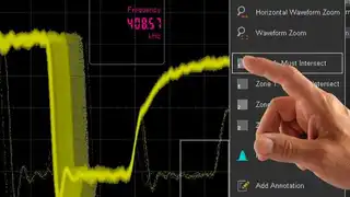 Bild 1: Griffe auf dem Touchscreen eines Keysight-Oszilloskops