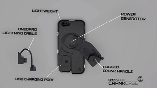 »CrankCase« heißt das Gadget vom Start-up Ampware und besteht aus einem modifizierten Gehäuse mit Kurbel und einem Stromgenerator.