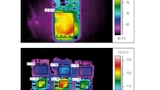 Bild 2: Der Power-Block wurde über den gesamten Bereich seiner Betriebsbedingungen hinsichtlich seiner thermischen Eigenschaften validiert (oben). Thermische Prüfungen wurden auch mit mehreren nebeneinander montierten Bausteinen angestellt (unten). 