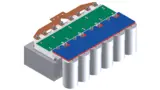 Dieses Beispiel zeigt vier parallel geschaltete Module mit Gate-Leiterplatte, DC-Anschluss und Sammelschiene für den Phasenausgang.