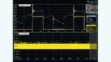 Messung der Drain-Source-Spannung eines DC/DC-Wandlers ohne High-Definition-Modus. Aufgrund des hohen Rauschanteils im Signal sind sinnvolle Ergebnisse nicht möglich