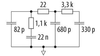 PLL-Schleifenfilter, konfiguriert für eine Schleifenbandbreite von 20 kHz