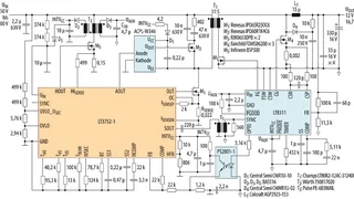 Bild 7. Isolierter Flusswandler für 150 bis 400 V am Eingang und 12 V am Ausgang mit 16,7 A.