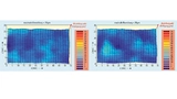 Vergleich der Modultopologie bei 22 °C (rechts) und 150 °C (links) ohne Anzeichen des Verziehens oder Verbiegens des Moduls aufgrund der Temperatur