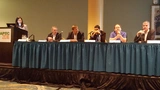Das Podium der Rap Session (v.l.n.r.): Veena Misra (NorCal State University), Daniel Cunningham (Technology-to-Market Advisor bei der ARPA-E), Dan Kinzer (CTO/COO Navitas), Madhu Chinthavali (Forscher am Oak Ridge National Labs), Eric R. Motto (Princ