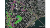 Die grünen Kreise zeigen die Genauigkeit der GNSS-Position an, wie sie vom Empfänger ausgegeben werden