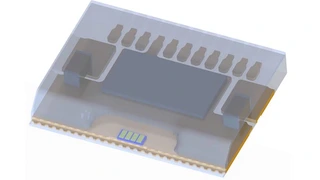 Kennziffer 003: Der 4-Kanal-Lidar-Laser besteht aus einem Laserbarren mit vier einzeln ansteuerbaren Laserdioden sowie einer im Modul integrierten Ansteuerschaltung. Das gesamte Modul ist oberflächenmontierbar und reduziert den Montageaufwand. Für de